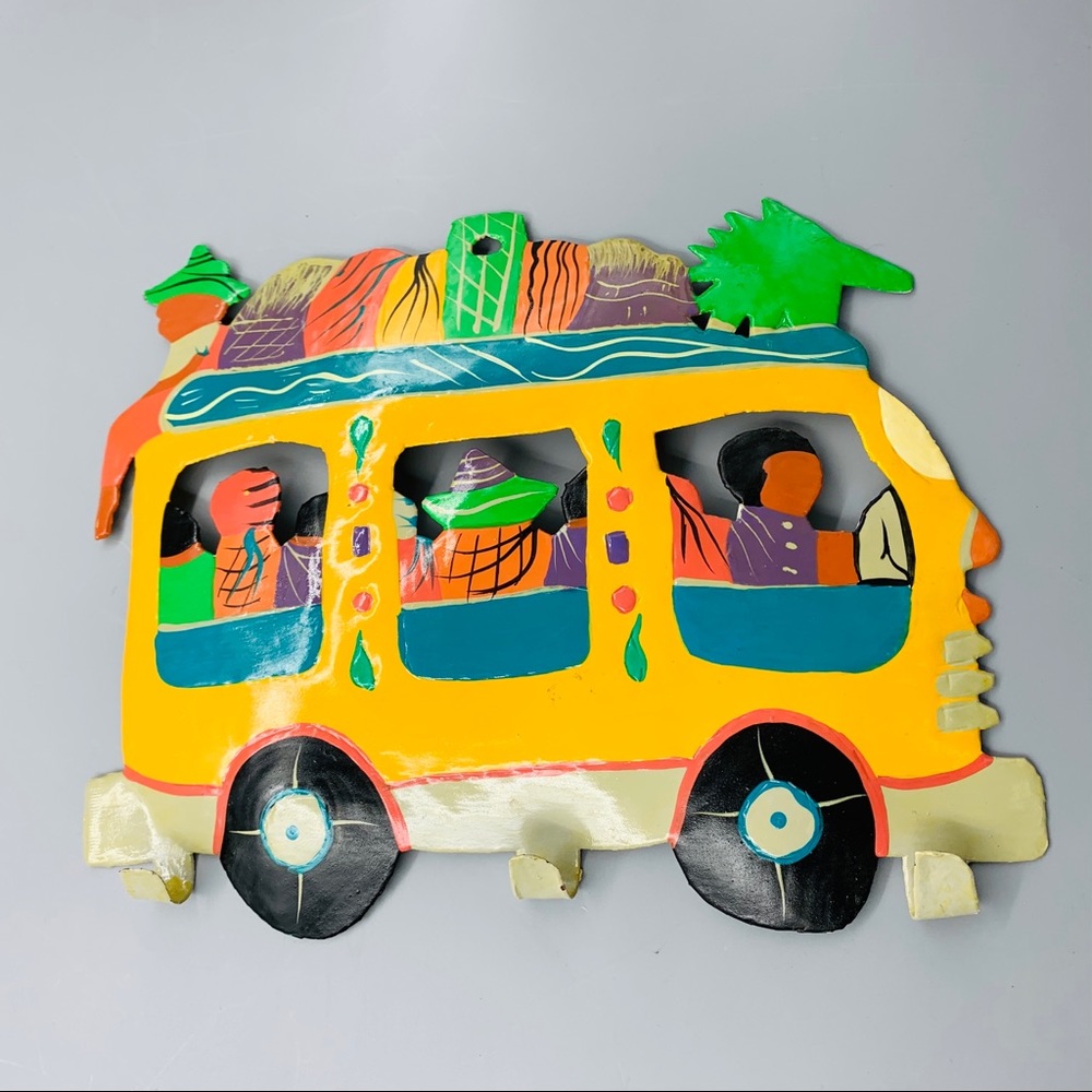 Folk Art-Painted Bus Triple Hook